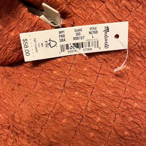 NEW MADEWELL- Crinkle-Knit Button-Front Top - Picture 7 of 7